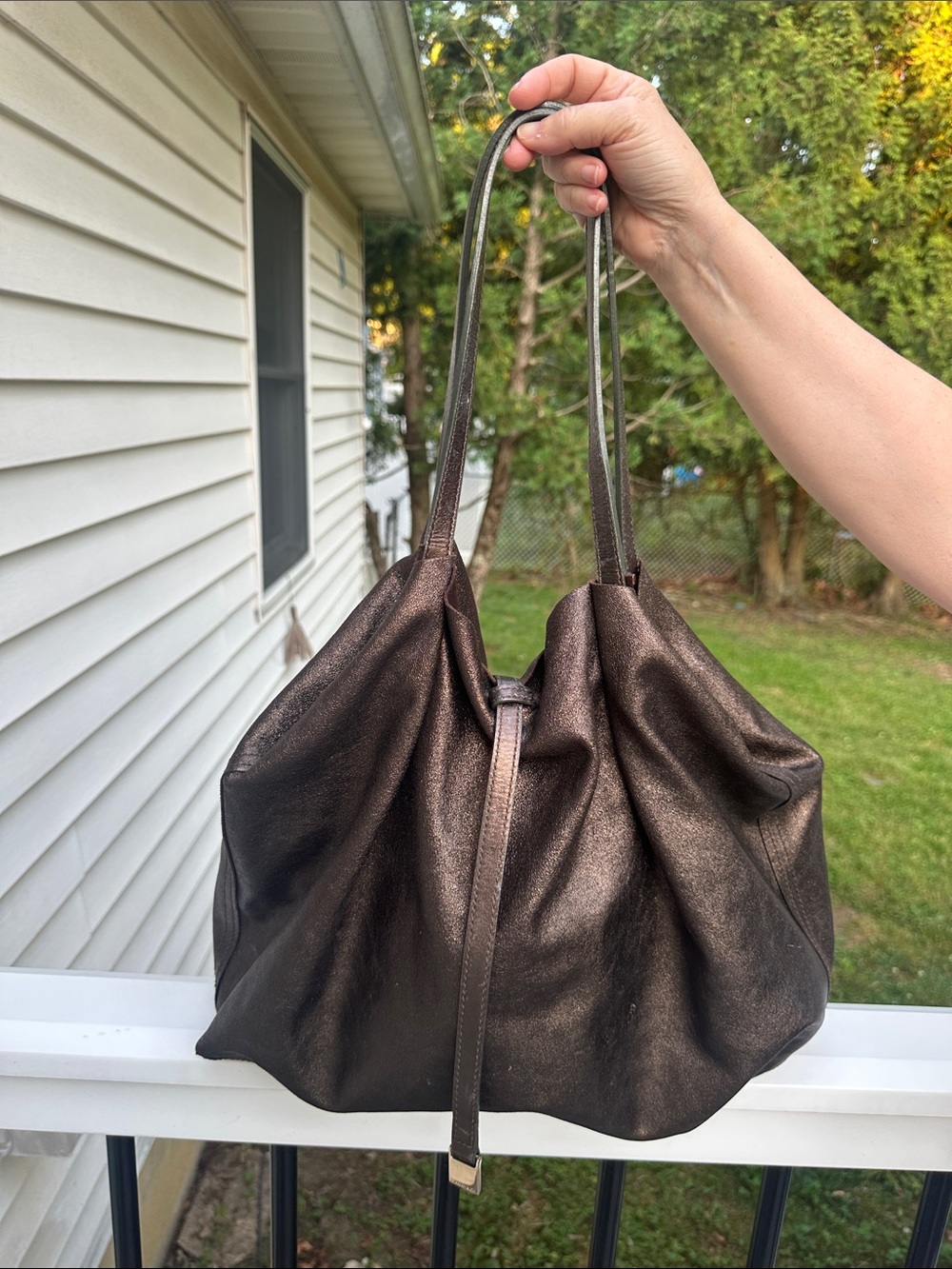 Tiffany & Co Reversible Suede Metallic Leather Tote Bag
